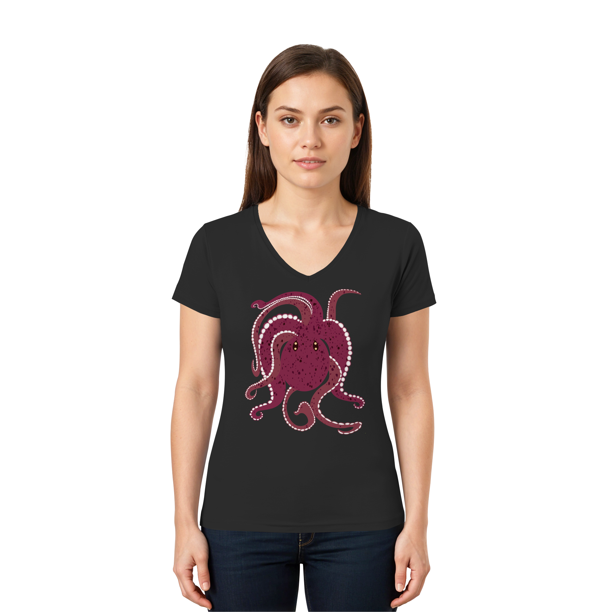 Oktopus mit Tiefgang - Ladies V-Neck Shirt – Bild 2