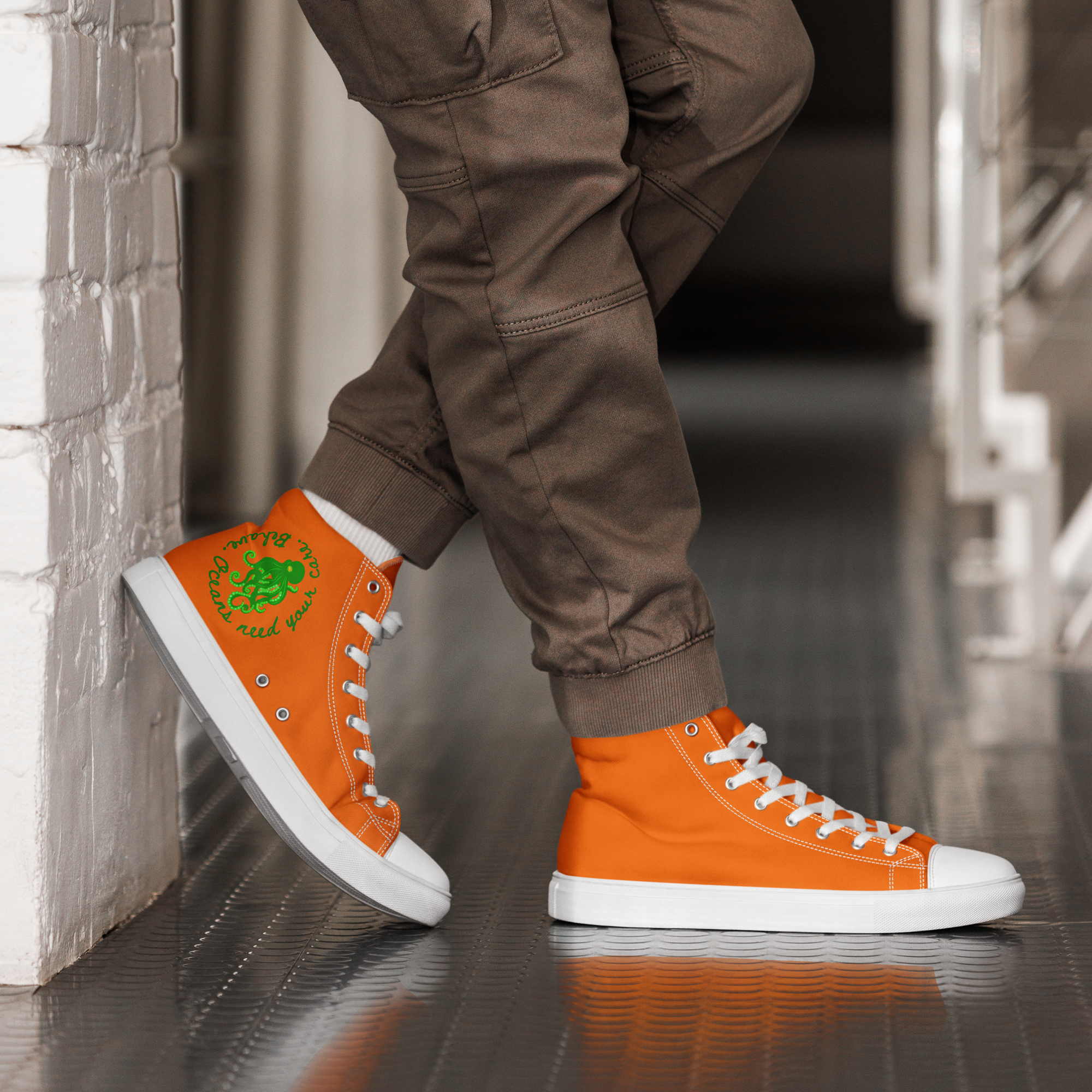 Save Ocean - Neon High-Top Leinenschuhe für Herren – Bild 4