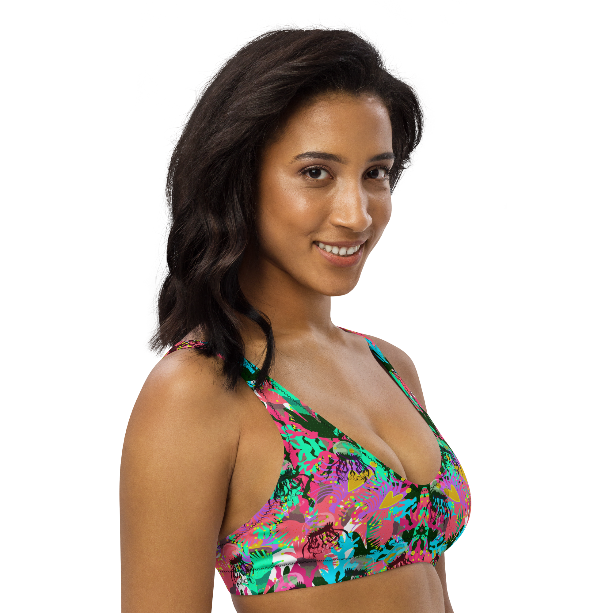 Coral No.2 with Jelly - Recyceltes, gepolsterstes Bikini-Oberteil – Bild 6