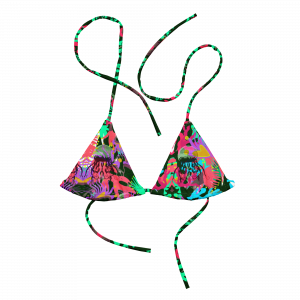 Coral No.2 with Jelly - Recyceltes, gepolstertes Schnürbikini-Oberteil